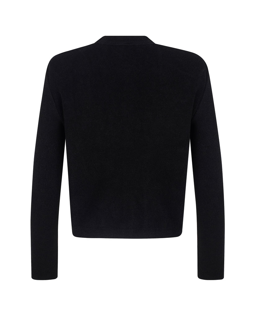 Black long-sleeve top on a white background