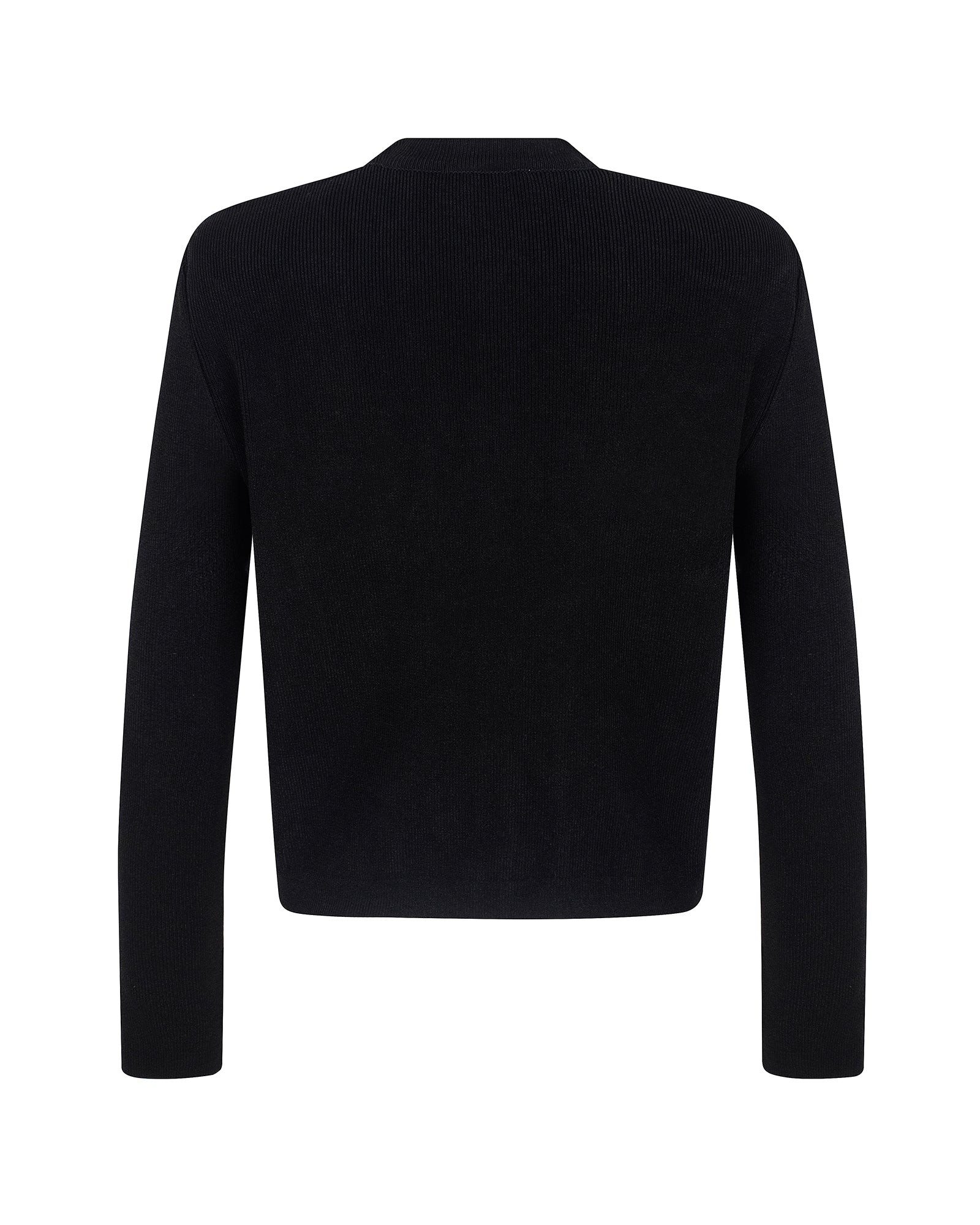 GISELE Luxe Ribbed-Knit Cardigan Black | CAYET