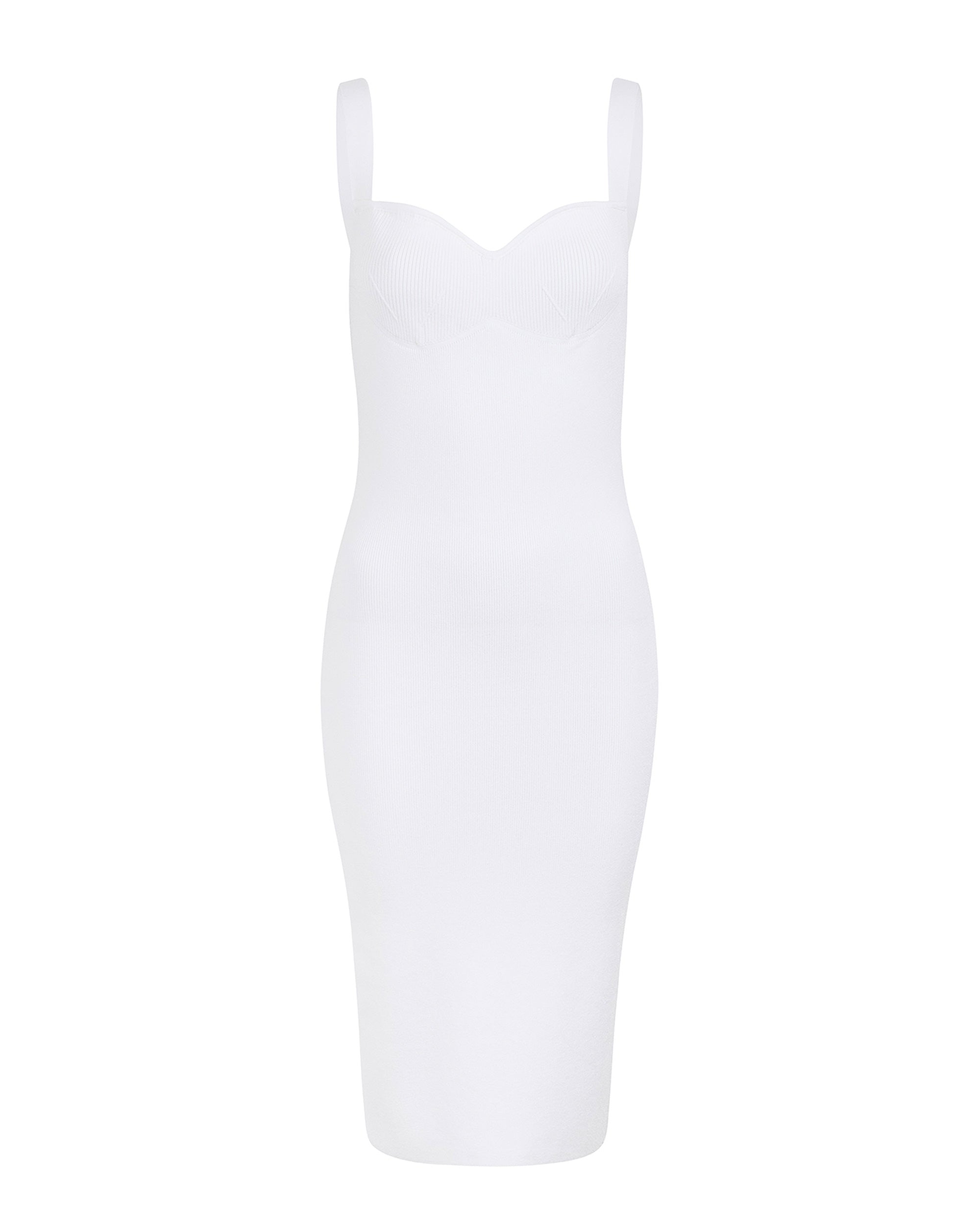 AMBER Sweetheart Neckline Midi Dress - White